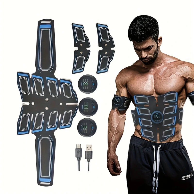 (image for) EMS Muscle Stimulator Abdominal Shaping Belt Muscle Exercise Instrument Abdominal Muscle Patch Fitness Equipment for Men Women's Abdominal Arm Leg Home Office Exercise
