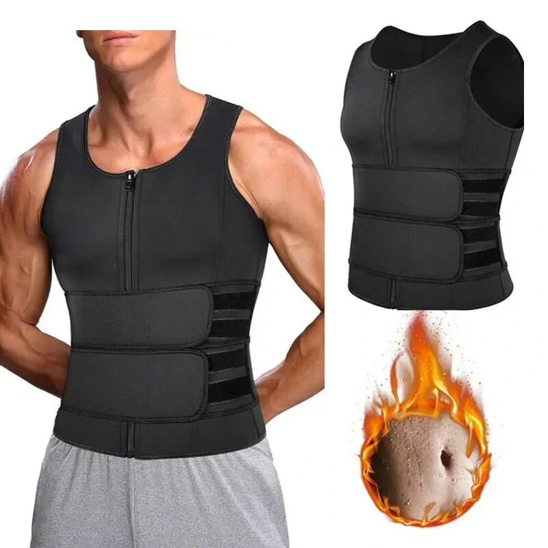 Men Body Shaper Sweat Suit Double Belt Waist Trainer Abdomen Slimming Sweat Vest Fat Burner Shapewear Tank Tops Fitness Belt (image for) Men Body Shaper Sweat Suit Double Belt Waist Trainer Abdomen Slimming Sweat Vest Fat Burner Shapewear Tank Tops Fitness Belt