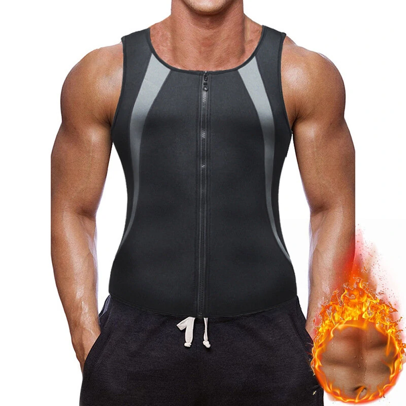 Men's Sweat Sauna Suit Shaper Stretch Breathable Sweat Absorbing Zip Up Sportswear Fitness Vest for Losing Weight Fitness (image for) Men's Sweat Sauna Suit Shaper Stretch Breathable Sweat Absorbing Zip Up Sportswear Fitness Vest for Losing Weight Fitness